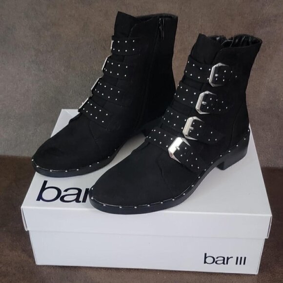 Bar III Women's Margo Black Buckled Suede Ankle Booties 5.5 M NIB - Picture 1 of 12